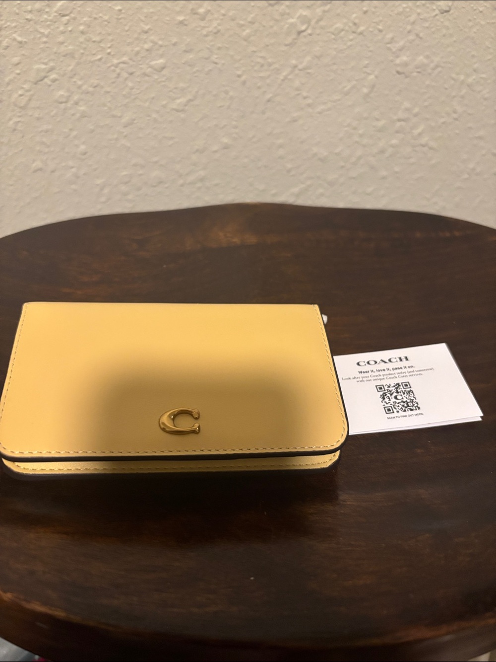 Coach Yellow Leather wallet with Gold 'C' Accent